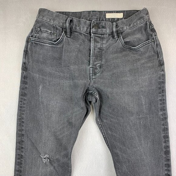 AllSaints Mens Pants 30x32 Gray Rex Slim Fit Soft Stretch Denim Jeans Distressed - Picture 2 of 11